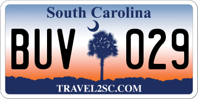 SC license plate BUV029