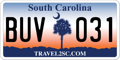 SC license plate BUV031