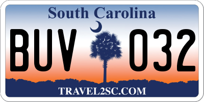 SC license plate BUV032