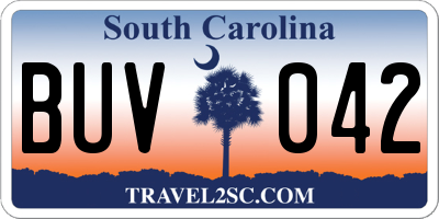 SC license plate BUV042