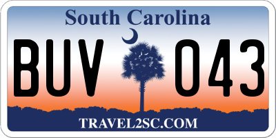 SC license plate BUV043