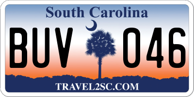 SC license plate BUV046