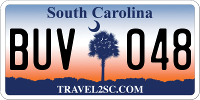 SC license plate BUV048