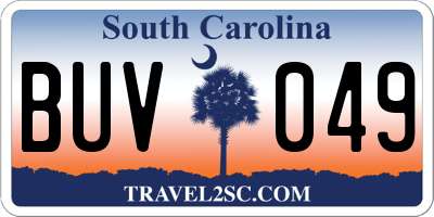 SC license plate BUV049
