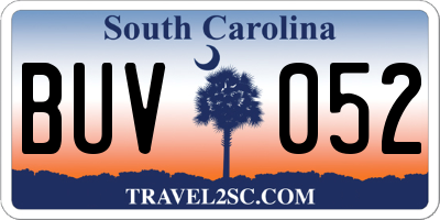 SC license plate BUV052