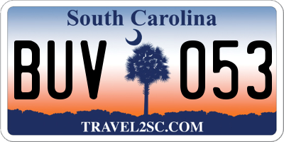 SC license plate BUV053
