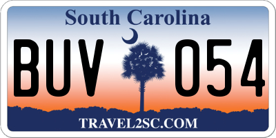 SC license plate BUV054