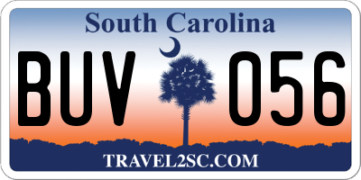 SC license plate BUV056