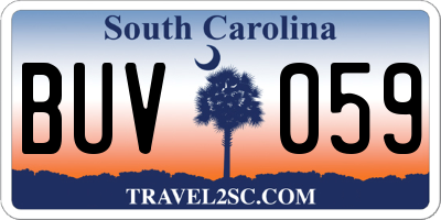 SC license plate BUV059