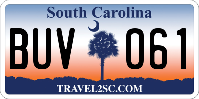 SC license plate BUV061
