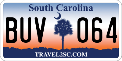 SC license plate BUV064