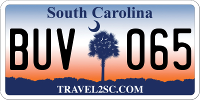 SC license plate BUV065