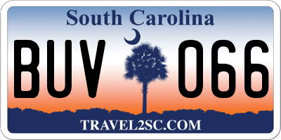 SC license plate BUV066