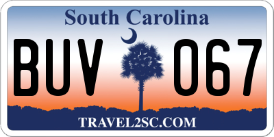 SC license plate BUV067