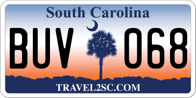 SC license plate BUV068