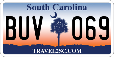 SC license plate BUV069