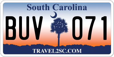 SC license plate BUV071