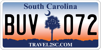 SC license plate BUV072