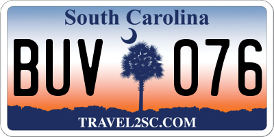 SC license plate BUV076