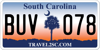 SC license plate BUV078