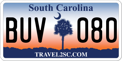 SC license plate BUV080