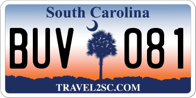 SC license plate BUV081