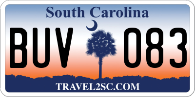 SC license plate BUV083