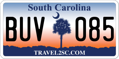 SC license plate BUV085
