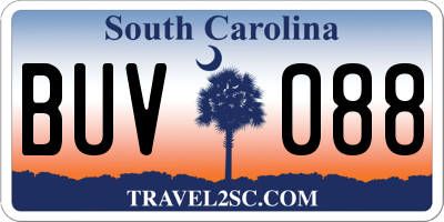 SC license plate BUV088