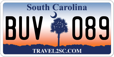 SC license plate BUV089