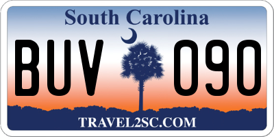 SC license plate BUV090