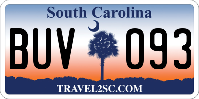SC license plate BUV093