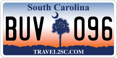 SC license plate BUV096