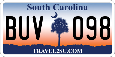 SC license plate BUV098