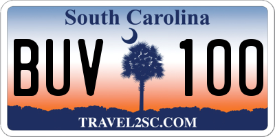 SC license plate BUV100