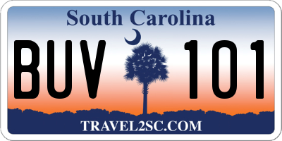 SC license plate BUV101