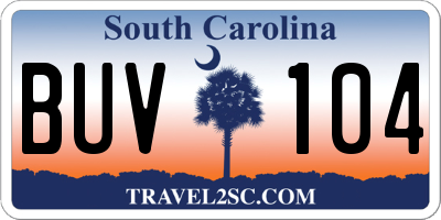 SC license plate BUV104