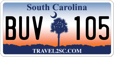 SC license plate BUV105