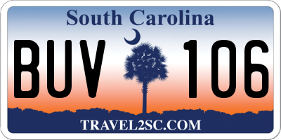 SC license plate BUV106