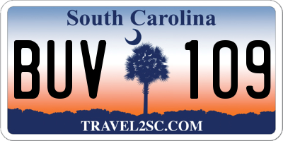 SC license plate BUV109