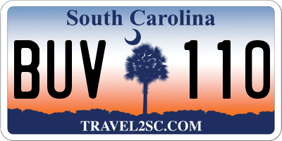 SC license plate BUV110