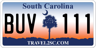 SC license plate BUV111