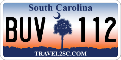 SC license plate BUV112