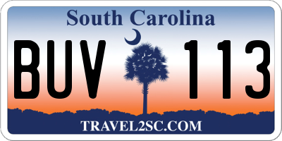 SC license plate BUV113