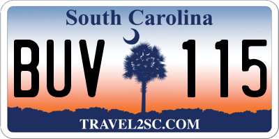SC license plate BUV115