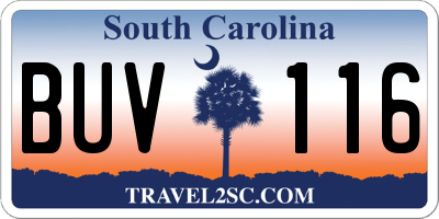 SC license plate BUV116