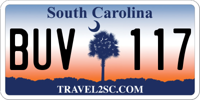 SC license plate BUV117