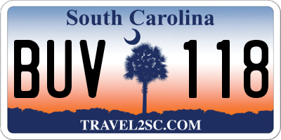SC license plate BUV118