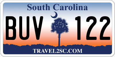 SC license plate BUV122