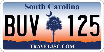 SC license plate BUV125